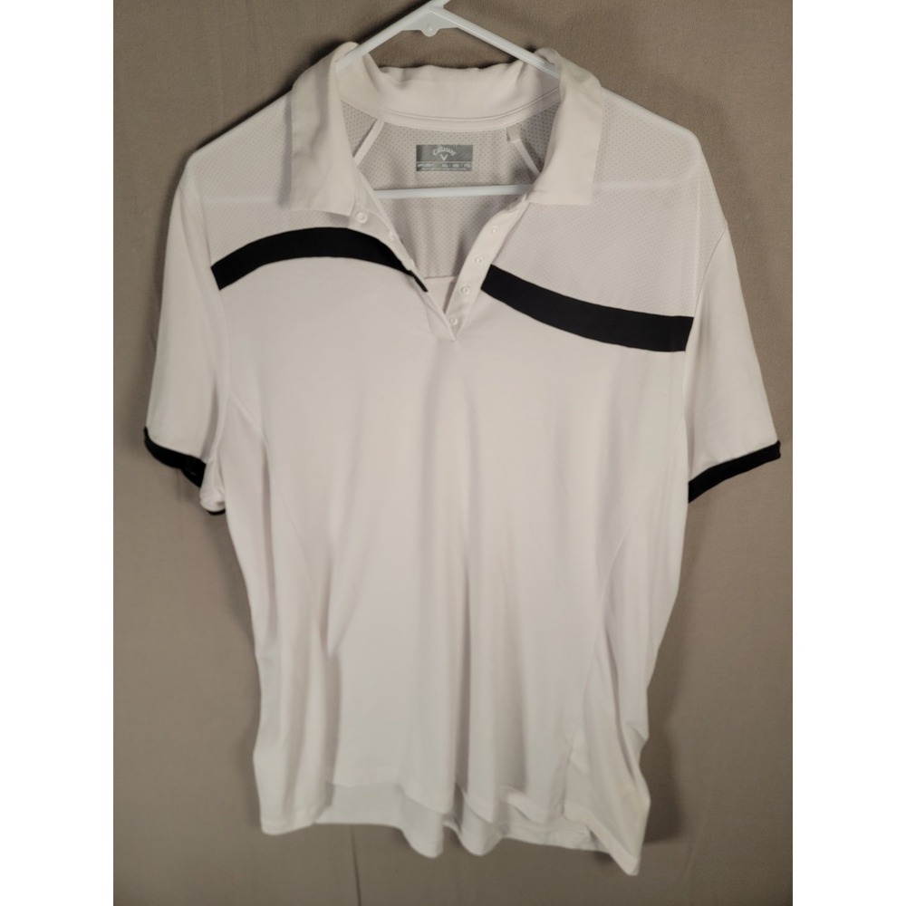 Callaway Golf Polo Shirt Womens XXL White Black Opti-Dri Mesh Yoke Tennis Top